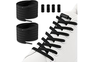 2 Pairs Elastic No Tie Shoe Laces for Adults and Kids, Tieless Flat Shoelaces with Laces Lock for Sneakers