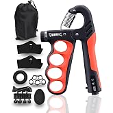 Nizekopen Grip Strengthener Set, 8-Piece Kit 11-220LBS Digital Counter | Complete workout kit, finger exerciser, hand therapy tools, adjustable resistance, home gym equipment, rehabilitation