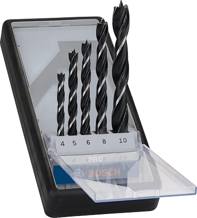 Bosch 5x PRO Wood Brad Point Drill Bit Set Ø4-10mm for Woodworking