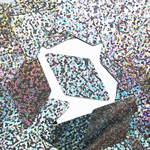 Long Sequin Diamond 1.75 inch Couture Paillettes. Silver Glitter Hologram Multi Metallic. Made in USA. Loose sequins for embroidery, bridal, arts, crafts, and embellishment.
