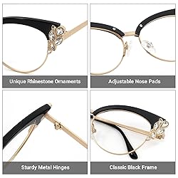 Zeelool Women's Trendy Rhinestone Oversized Cat Eye
