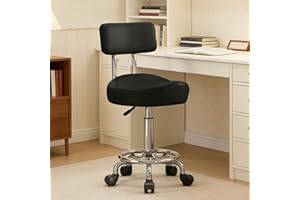 Saddle Stool with Ring Pedal, Adjustable Hydraulic Rolling Chair with Wheels for Medical, Massage, Salon, Spa, Kitchen, and D