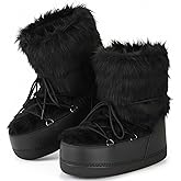 CEPEPRIN Women's Fuzzy Snow Boots Warm Winter Faux Fur Boots Lace-up Warm Boot Custom Shoes