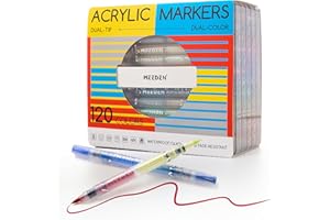MEEDEN Acrylic Paint Markers Dual Tip: 120 Colors/60 Pack Brush Tip Acrylic Marker with Automatic Ink Control for Art Supplie