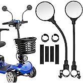 2PCS Mobility Scooter Rear View Mirrors, Adjustable 360° Rotating Electric Scooter Rear View Mirrors for Elderly,Universal Fit Wheelchair Accessories