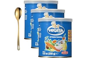 Vegeta All Purpose Seasoning, 8.8 oz - Flavorful Seasonings and Spices for Cooking with Moofin Golden SS Spoon, Ideal for Meats, Vegetables, Pack of 3