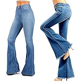 Jack David & Sweet Look Jenas Womens Juniors 70s Trendy Slim Fit Flared Bell Bottom Denim Jean Pants