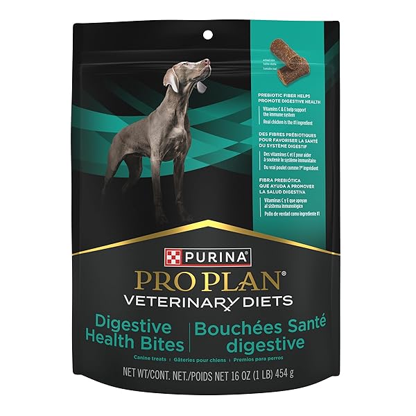 PRO PLAN VETERINARY DIETS PURINA DIGESTIVE HEALTH BITES DOG TREAT CHEWS – 16 OZ. POUCH