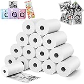 15 Rolls Kids Camera Paper Roll Refill - HD kids camera instant print paper, 55x25mm Print 180 Sheets with Cute Stickers, Scratch-Resistant, BPA Free, Suitable for 99% of Instant Print Camera for Kids