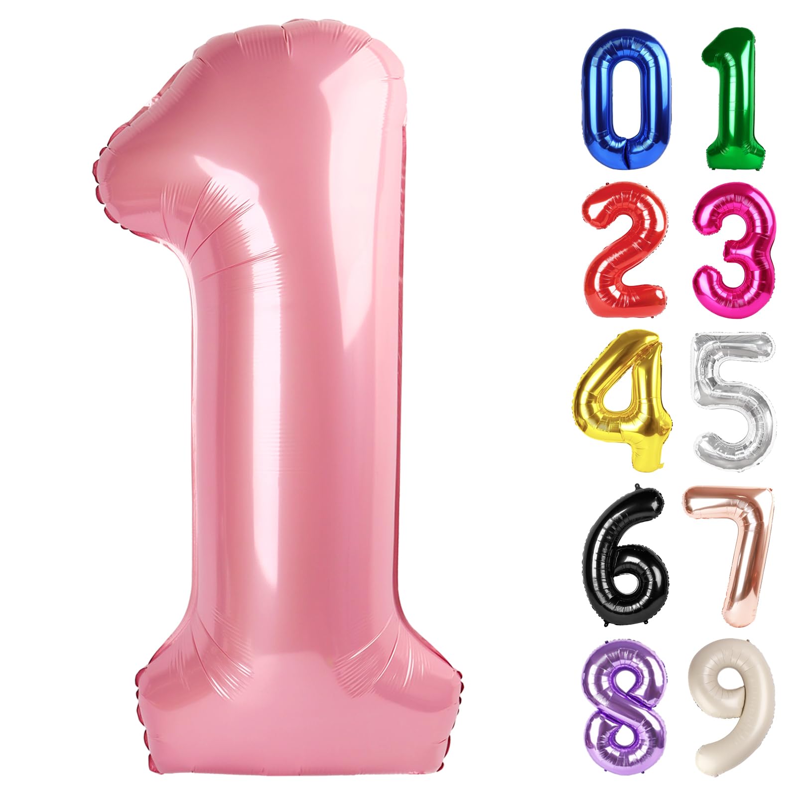 Photo 1 of 1 Balloon - Pearlescent Pink Birthday Number Balloons, 40 Inch Large Foil Balloons for Men Women Boys Girls Pearlescent Pink Themed Birthday Decorations