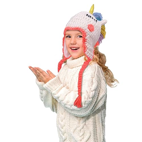 Boys Girls Knitted Unicorns Hats, Cartoon Kids Winter Warm Cute Hat(Colorful-M)