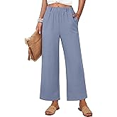 ANRABESS Womens Wide Leg Pants Summer Lounge Elastic Waist Palazzo Pants Lightweight Beach Vacation Trousers with Pockets