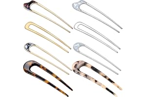 CHUANGDI 8 Pieces U Shaped Hair Pins French Pins Metal U Vintage Fork Hair Pin for Buns Women Girls Hairstyle Accessories(Cute Patterns)