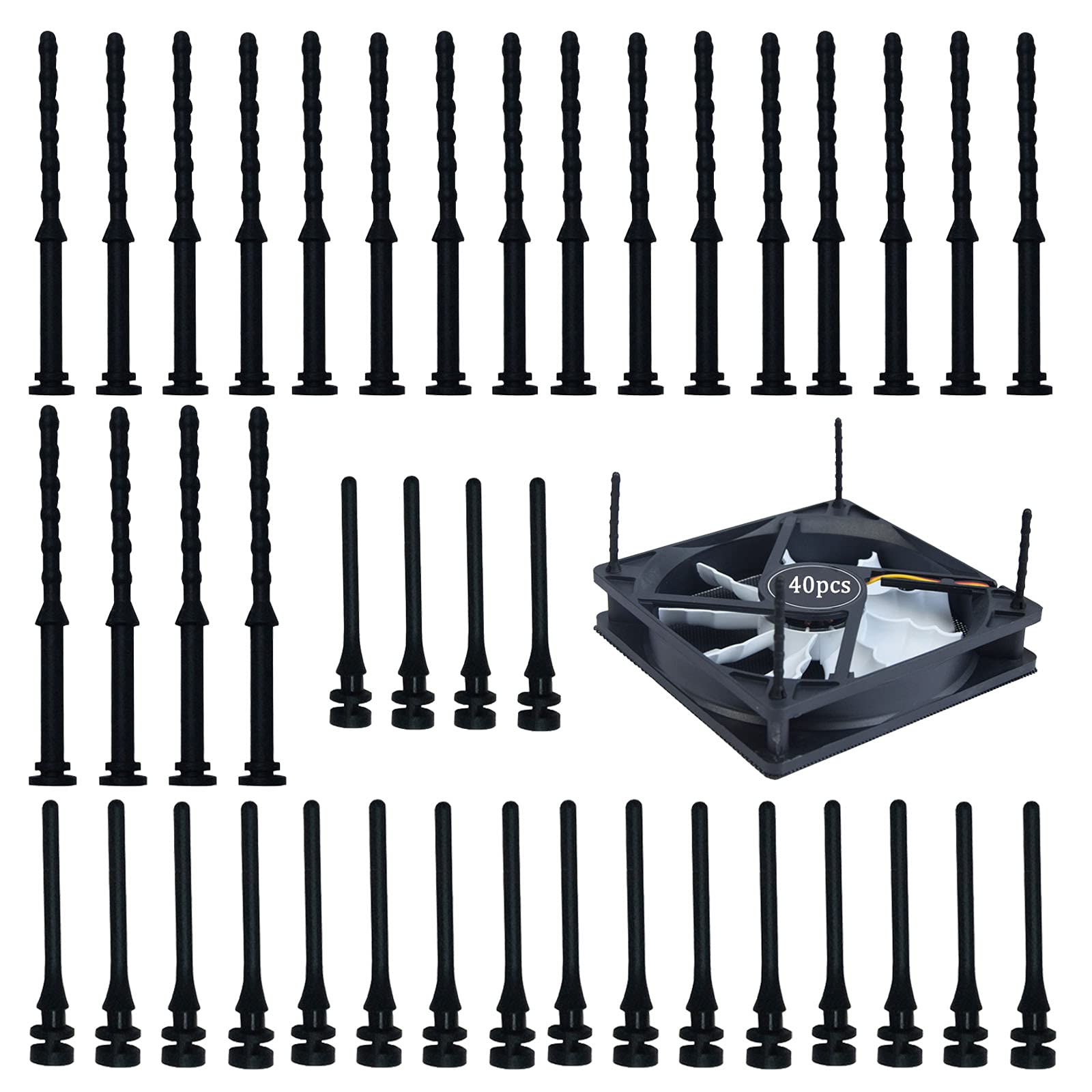 QIUUE Anti Vibration Case Fan Mounts 40 Pieces Rubber Buffers For Computer Fans 60-140mm