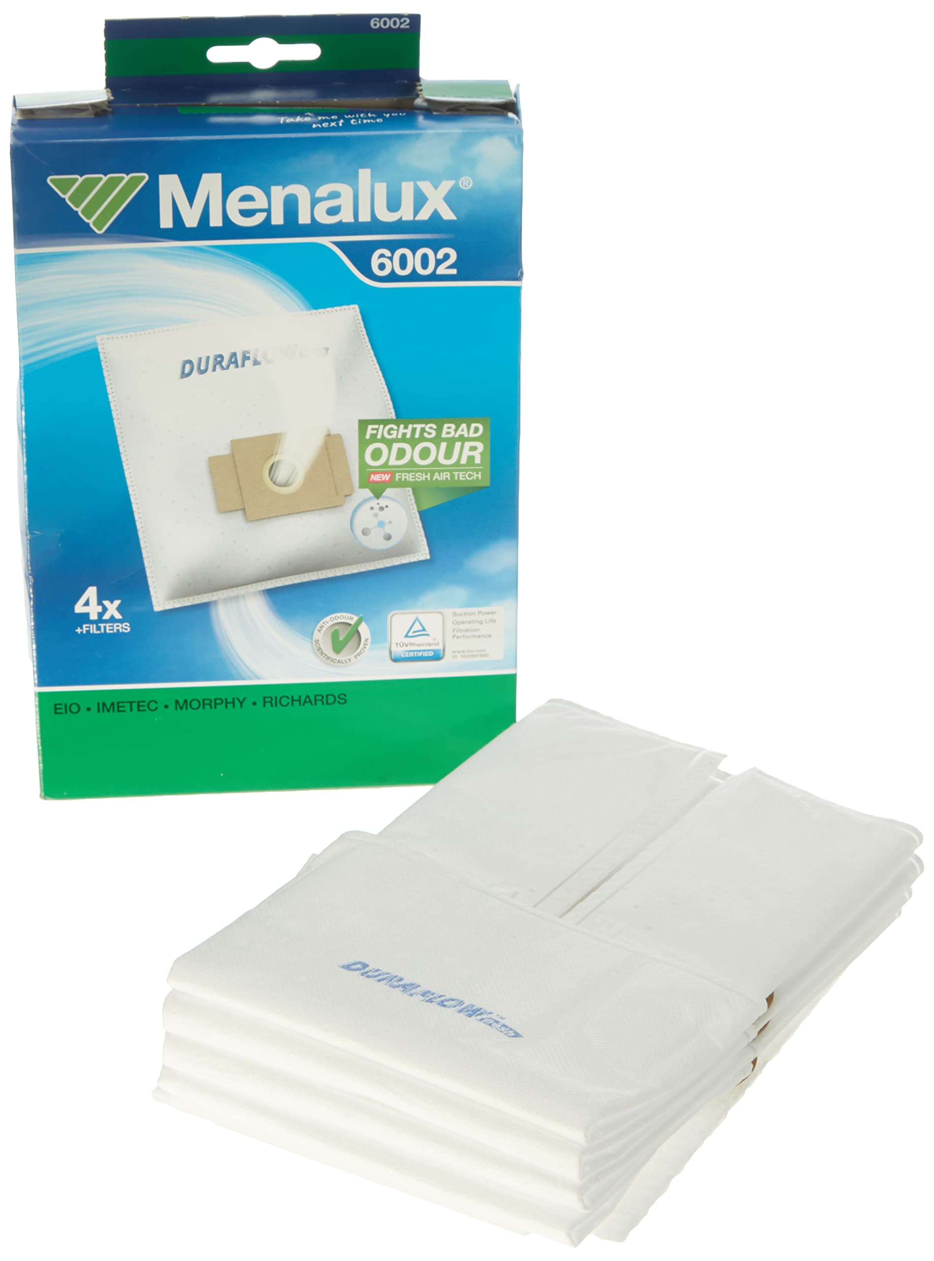 Menalux Duraflow 6002 4x Vacuum Cleaner Bags for EIO / Alaska / Hanseatic / Privileg / Tschibo