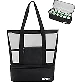 Beach Bag for Women, Mesh Beach Bag with Cooler, Waterproof Sandproof Vacation Essentials with Zipper for Swim Cruise Pool