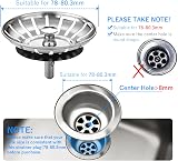 Tomario Upgraded Stainless Steel Sink Plug Strainer 78mm UK Kitchen Drain view 3