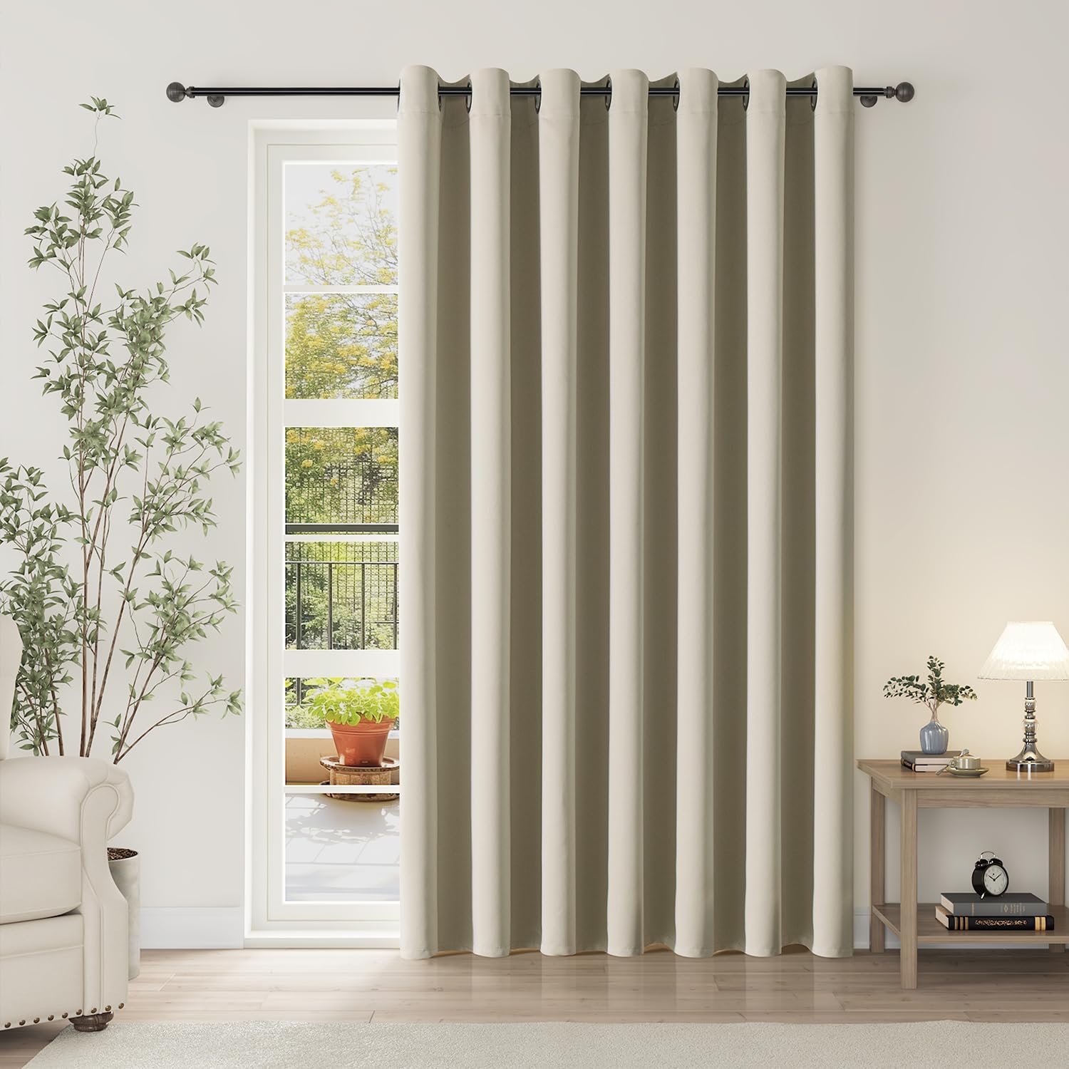 Photo 1 of ChrisDowa Room Divider Curtain 90 Inches Long, Wide Blackout Sliding Door Curtain for Bedroom, Room Darkening Privacy Window Curtain for Patio Door (1 Panel Set, Beige, 100 x 90 Inch)