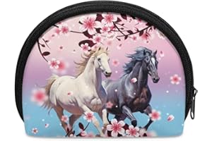 ZOUTAIRONG Horse Coin Purse for Women Girls Change Purse Wallet Pink Mini Purse for Cash Coin Card Holder Case Small Makeup Bag Cute Storage Bag