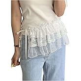 SHENHE Women's Y2k Ruffle Lace Micro Mini Skirt Side Tie Bow Layered Coquette Skirt Accessory