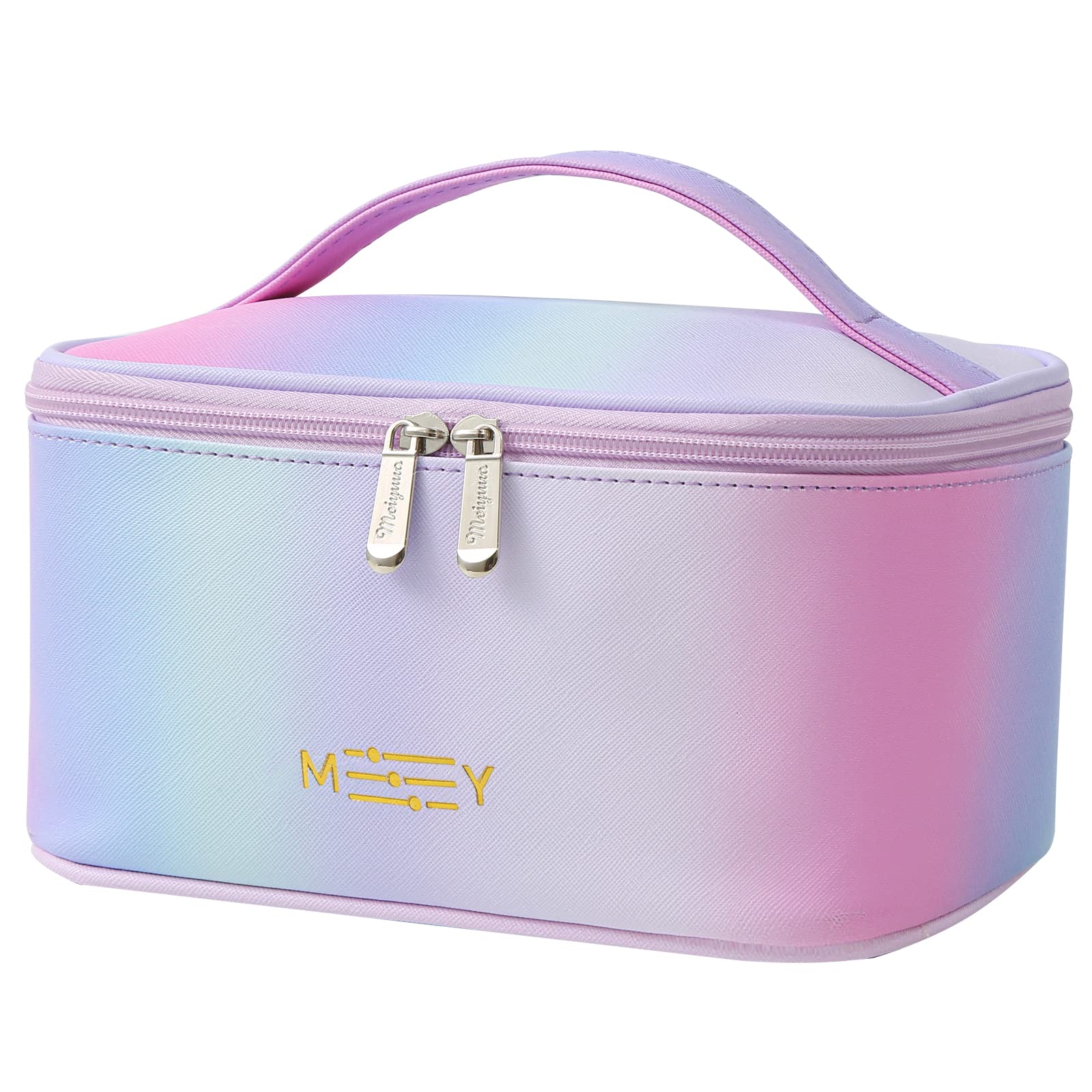 Gradient Makeup Bag Small Travel Cosmetic Bags for Teen Girls Zipper Pouch Makeup Organizer Waterproof Cute Pink Purple Blue Green(Rainbow Pink) — image 1