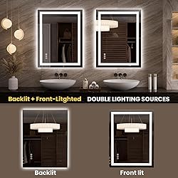 LOAAO 27.6"x35.4" LED Mirror for Bathroom, Lighted