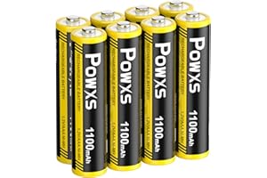 POWXS High Power Rechargeable AAA Batteries - Pre-Charged 1100mAh Ni-MH Triple A Batteries, Low Discharge, Long-Lasting (Pack of 8)
