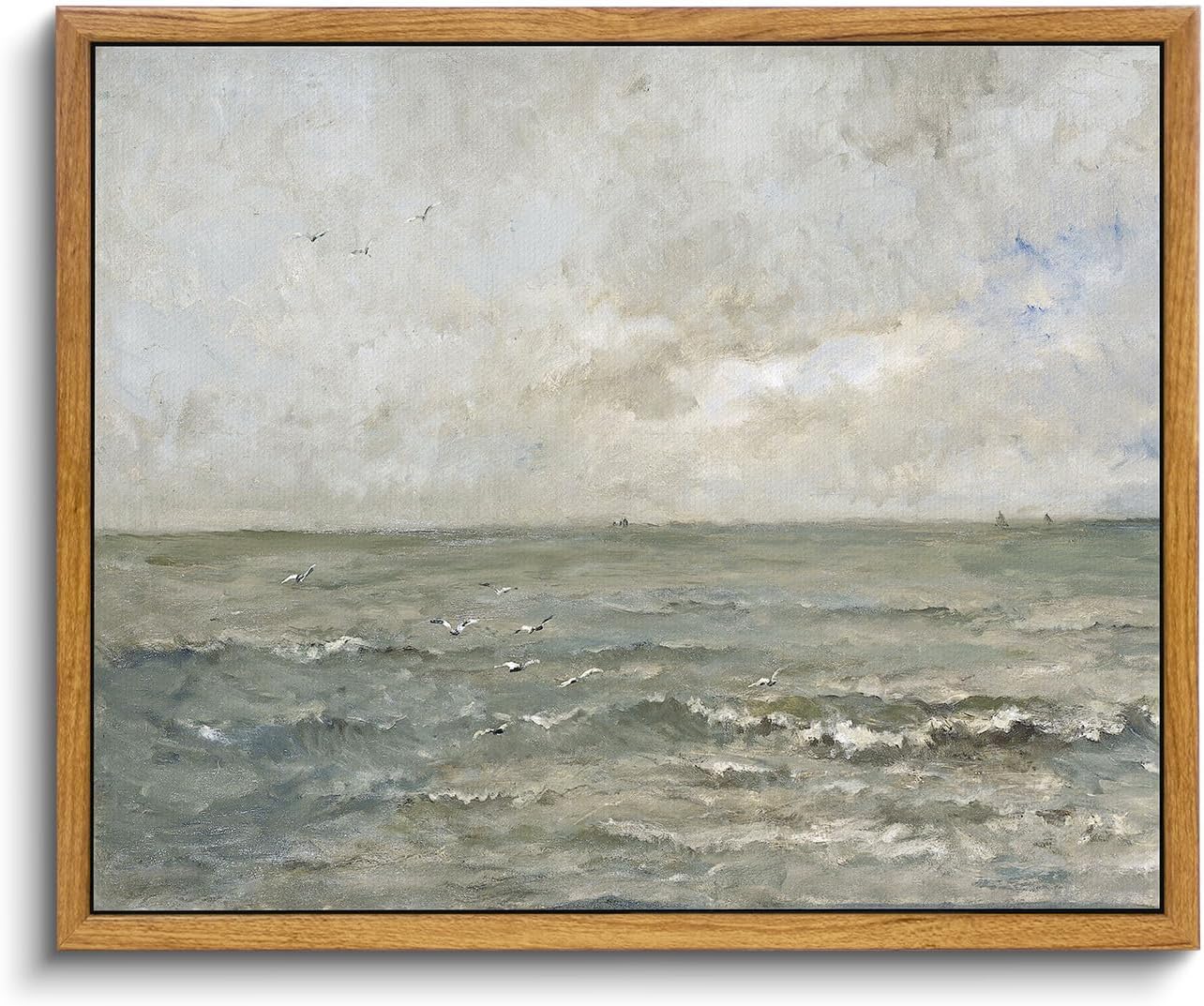 Wall Décor - VIYYIEA Framed Canvas Wall Art Home Decor, Vintage Seascape Farmhouse Wall Decor, Marine Wall Art for Living Room, Coastal Bedroom Wall Decor, 8