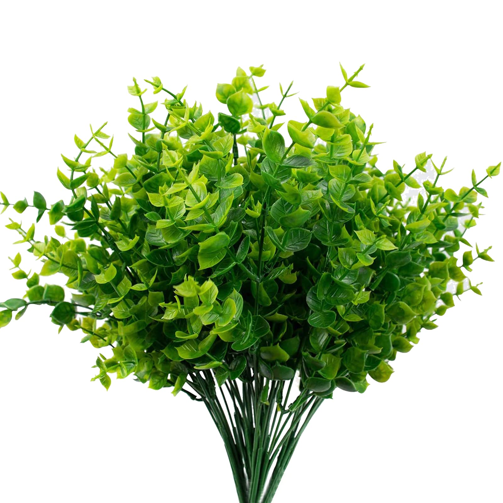 Artificial Plants, Outdoor UV Resistant Plants Plastic Greenery Shrubs Fake Plant, for Flower Arrangement Green Leaf Decoration Home Garden Wedding Indoor Outside Decor 5 Bunches