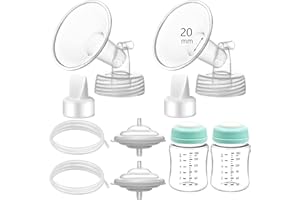 Momstouch Pump Parts Compatible with Spectra S1/S2/9 Plus, Not Original Accessories, Full Set Replacements Include 20mm Flange, Duckbill Valve, Backflow Protector, Tubing and Bottle