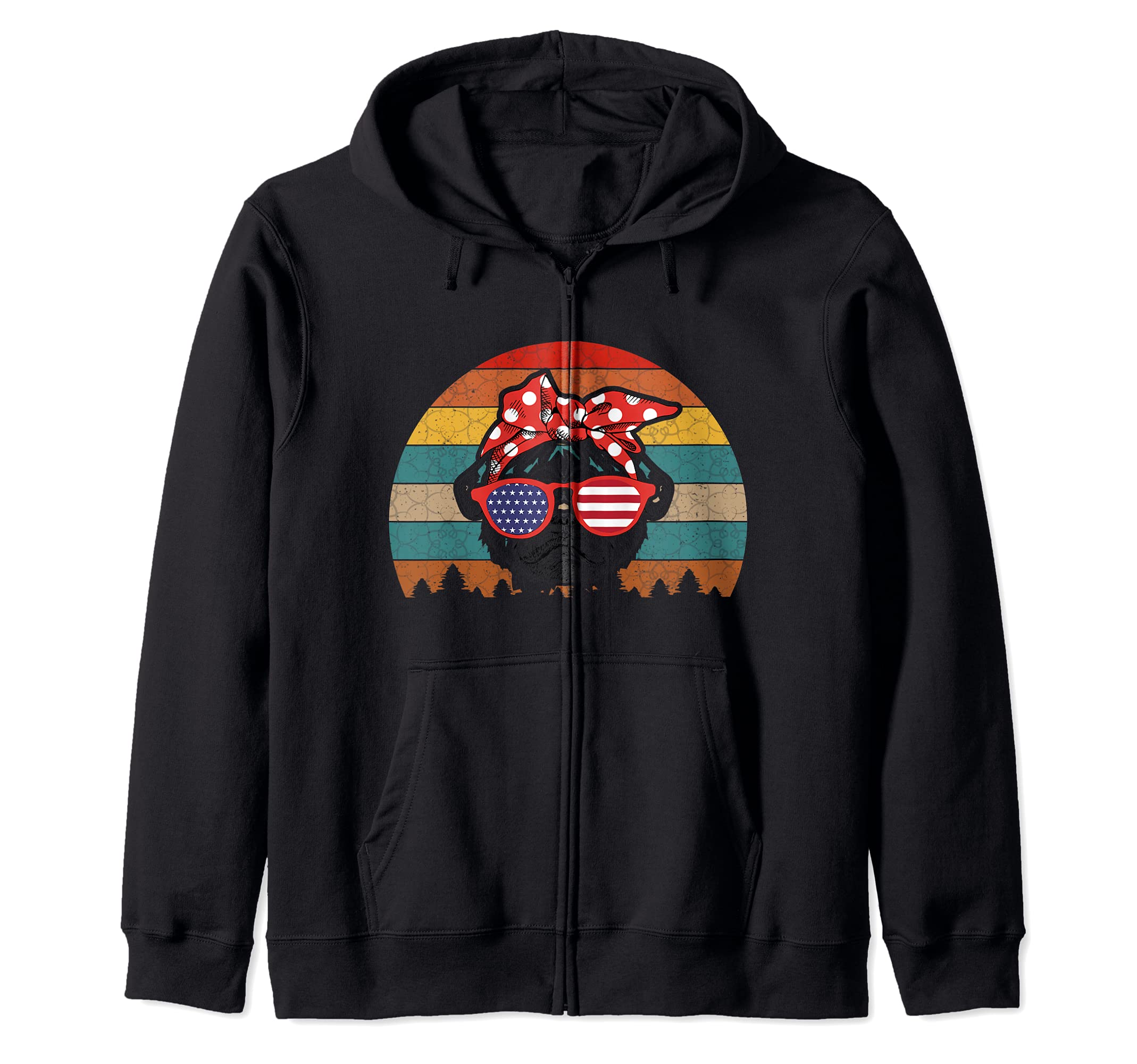 Bandana Dog July 4th of July USA US Flag Zip Hoodie