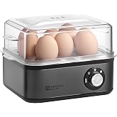 Annie &amp; Mia Design Stainless Steel Electric Rapid Egg Cooker, 8 Egg Capacity 500W, Soft/Medium/Hard Boiled Egg Boiler Poacher Steamer Omelet Maker, BPA-Free Auto Shut-Off, with Recipe Guide Book