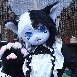 hbbhml Animal Cat Head Mask Fursuit Cute Plush