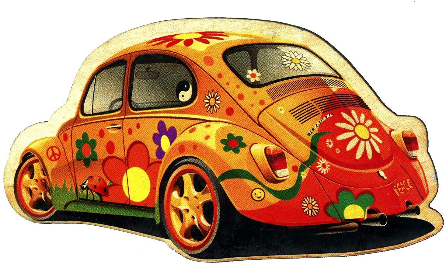 KUSTOM Souvenir Vintage Style Shaped Fridge Magnet with Laser Cut MDF (Maggiolino)