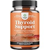 Herbal Thyroid Support Complex - Potent Kelp Iodine Supplement with L Tyrosine, Bladderwrack, Selenium & Pure Ashwagandha for Hormone Balance - Mood & Energy Dietary Pills - 60 Capsules