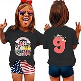 GLIGLITTR On Cloud Nine Birthday Girl Shirt 9th Girls Birthday Outfits Rainbow Kids 9 Year Old Tshirt Birthday Party Tee Tops