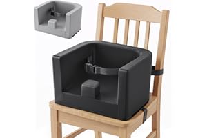 Yoofoss Toddler Booster Seat for Kitchen Chair (2 Detachable Covers, Cushion) with Safety Harness, Portable Booster Seat for Dining Table, Non-Slip Base and Adjustable Straps