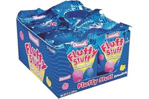 Fluffy Stuff Cotton Candy - Pink and Blue Fresh Spun Floss Sugar Retro Candy - Carnival Cotton Candy in Stay Fresh Packs for Gifts, Party Favors - Pack of 12 1 oz. Bags