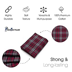 Pico Textiles 1 Yard Red and Gray Tartan Plaid