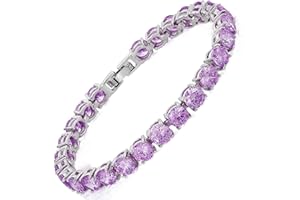 RIZILIA Round Cut Multi-Color CZ 18K Gold Plated Tennis Bracelet, 7"