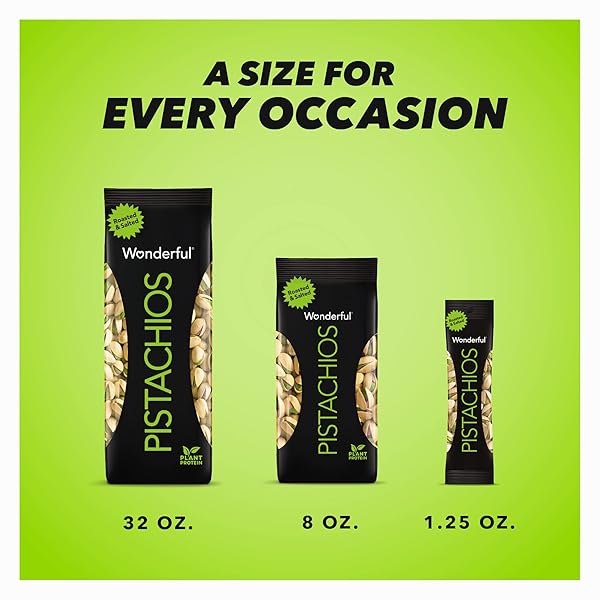 WONDERFUL PISTACHIOS IN SHELL, ROASTED AND SALTED NUTS, 1.25 OUNCE BAG (PACK OF 12), PROTEIN SNACK, ON-THE GO, INDIVIDUALLY WRAPPED HEALTHY SNACK