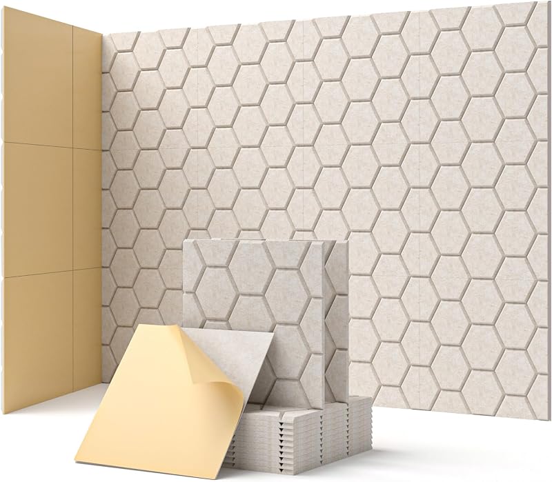 Soundsbay Self-Adhesive Acoustic Panels 12 Pack 30x30x0.9 cm High Density