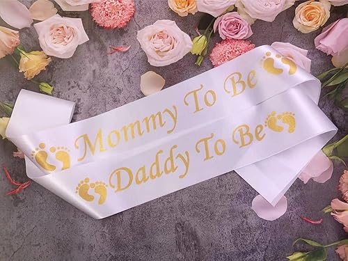 MONBISTY PCS Baby Shower Mom Dad Sash, Newborn Party Sash for