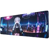 Anime Mouse Pad,Large Mouse Pad, Soft Rubber Base, Non-Slip Surface,31.5x11.8x0.12inch Long Computer Keyboard Mouse Mat,Office Desk Mat,Gaming Mousepad. (Cybergirl)