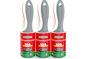 MONSEK 4X Extra Sticky Lint Roller for Pet Hair, Lint Rollers 315 Sheets Mega Value Set, Pet Hair Remover with 3 Upgraded Handle 3 Rollers, Portable Lint Remover for Clothes, Furniture, Dog & Cat Hair