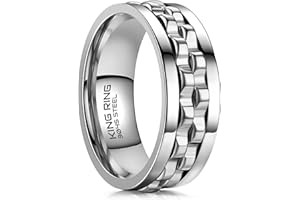 King Ring 8mm Gear Spinner Rings – Ultra Polished Fidget Rings for Men & Women – Designed in USA