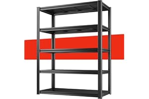 Raybee Garage Shelving Heavy Duty Storage Shelves 2000LBS Adjustable Garage Storage Shelves 5 Tier Metal Shelving Unit for Garage Heavy Duty Shelving Basement Storage Rack, 32"W x 16.5"D x 63"H, Black