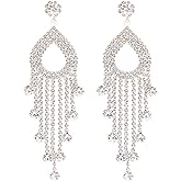 Legitta Rhinestone Teardrop Earrings for Women, Elegant Crystal Tassel Drop Dangle Earrings