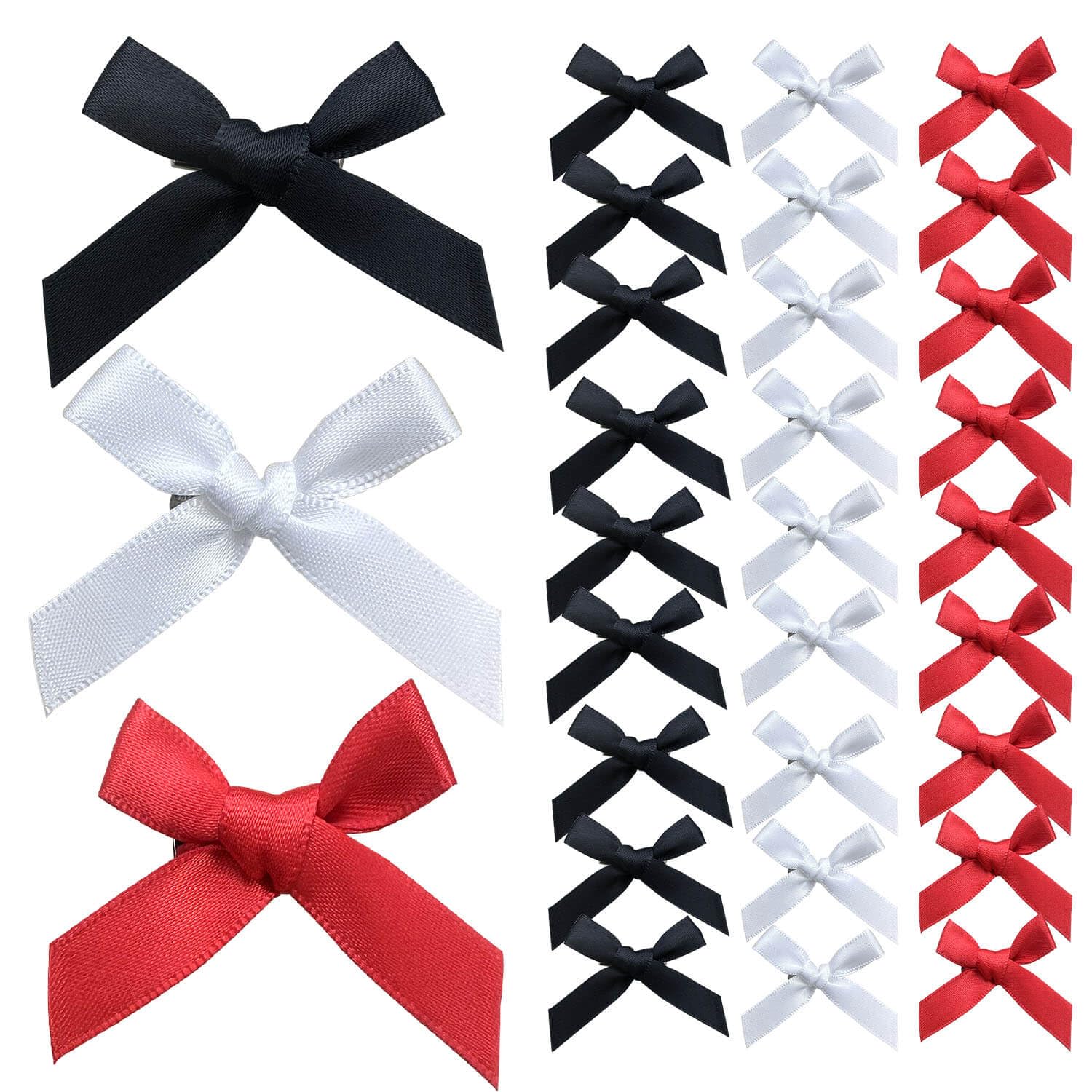 Photo 1 of 30 Pcs Hair Bows for Women, 3 Colors Mini Bowknot Ribbon Barrettes Hair Clips, Cute Bows for Girls Hair Accessories (Black,White,Red)