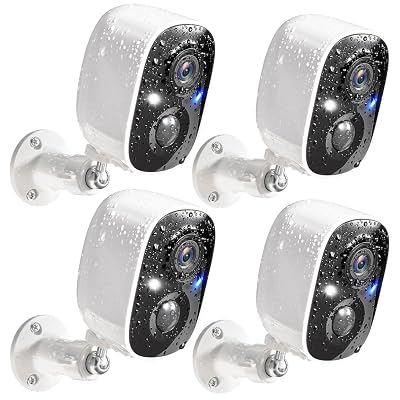 GMK Security Cameras Wireless Outdoor 4 Pack, 2K Battery Powered Cameras for Home Security, Color Night Vision, Motion Detection, 2-Way Talk, IP65 Waterproof, Remote Access, Cloud/SD Storage
